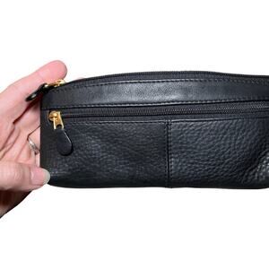 Calvin Mitchell Women Card Case Wallet Black Leather‎ Minimal Sleek Compact